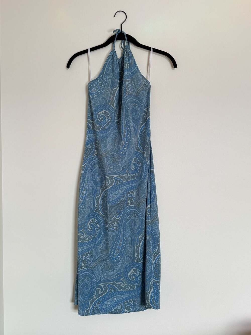 Charlotte Russe Blue Paisley Halter Neck Dress, Size Small, 100% Polyester